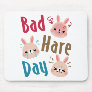 Bad Hare Day Funny Bunny Rabbit Kawaii Påsk Musmatta