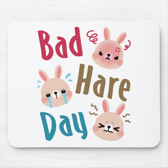 Bad Hare Day Funny Bunny Rabbit Kawaii Påsk Musmatta (Framsidan)