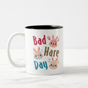 Bad Hare Day Funny Bunny Rabbit Kawaii Påsk Två-Tonad Mugg