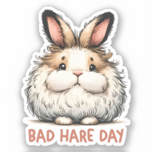 Bad Hare Day Funny Bunny Rabbit Pun Klistermärken