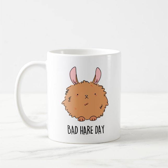 Bad Hare Day Funny Rabbit Pun Kaffemugg (Vänster)