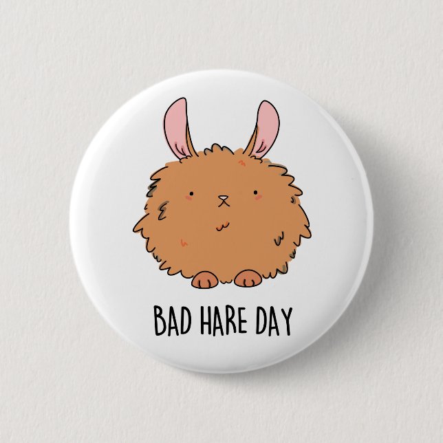 Bad Hare Day Funny Rabbit Pun Knapp (Framsida)