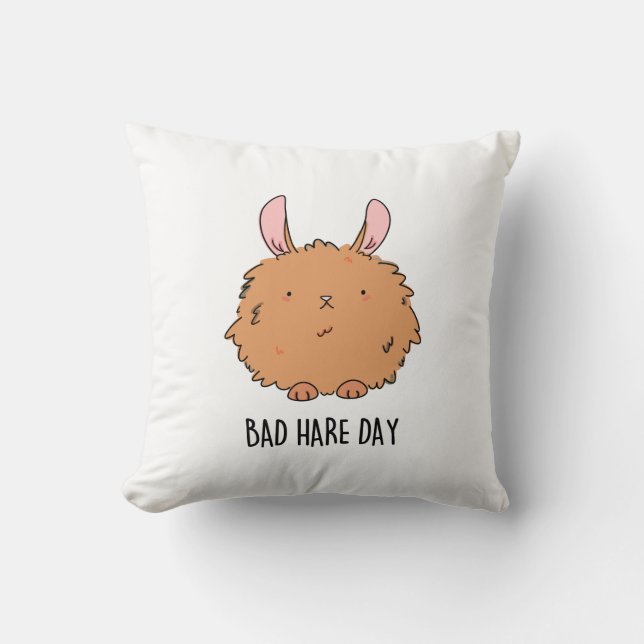 Bad Hare Day Funny Rabbit Pun Kudde (Framsida)