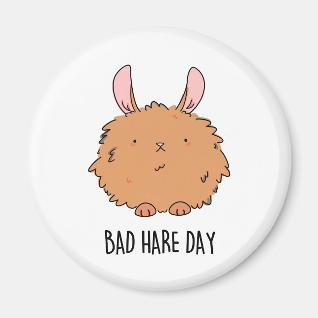 Bad Hare Day Funny Rabbit Pun Magnet (Framsidan)