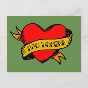 Bad Hombre Tattoo Vykort