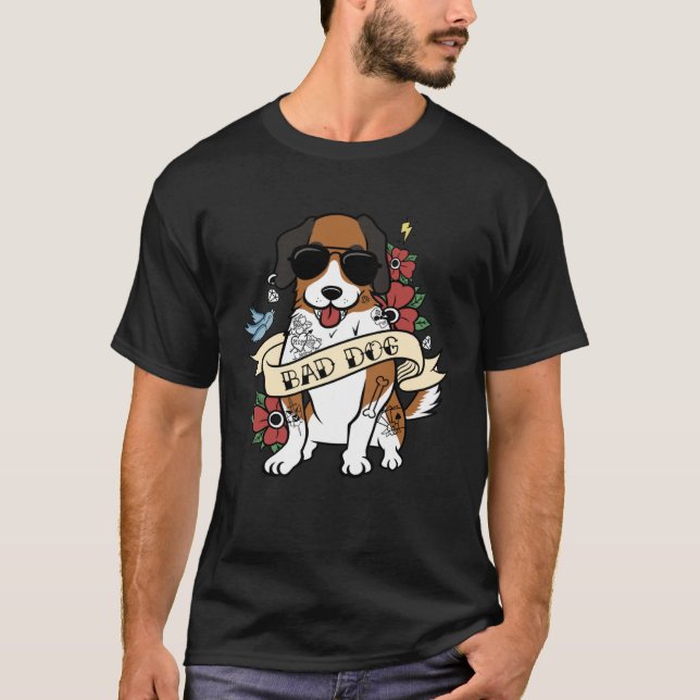 Bad Hund Saint Bernard Hund T Shirt (Framsida)