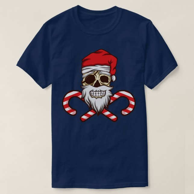 Bad Jolly Santa JULAFTON Pirat Skull T Shirt (Design framsida)