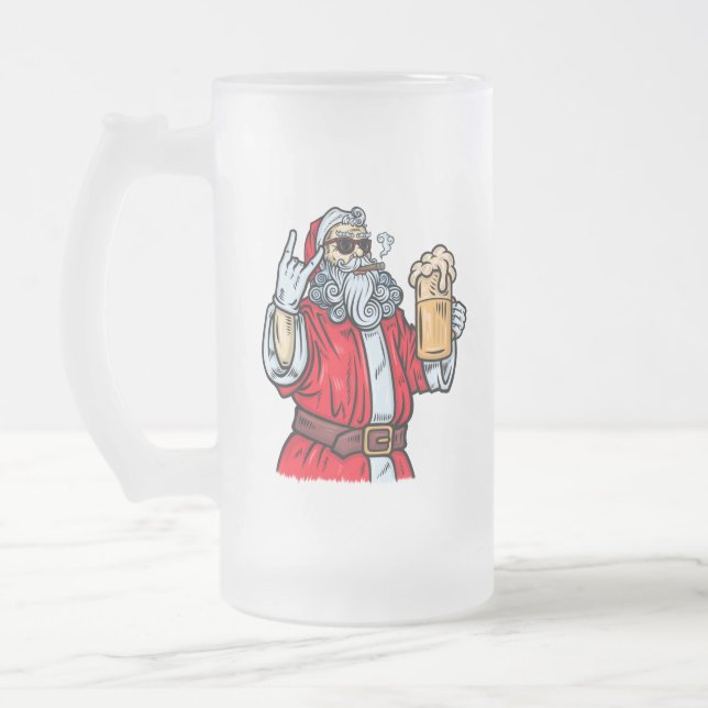 Bad Jultomten, Sten, öl och cigarar Frostat Ölglas (Vänster)