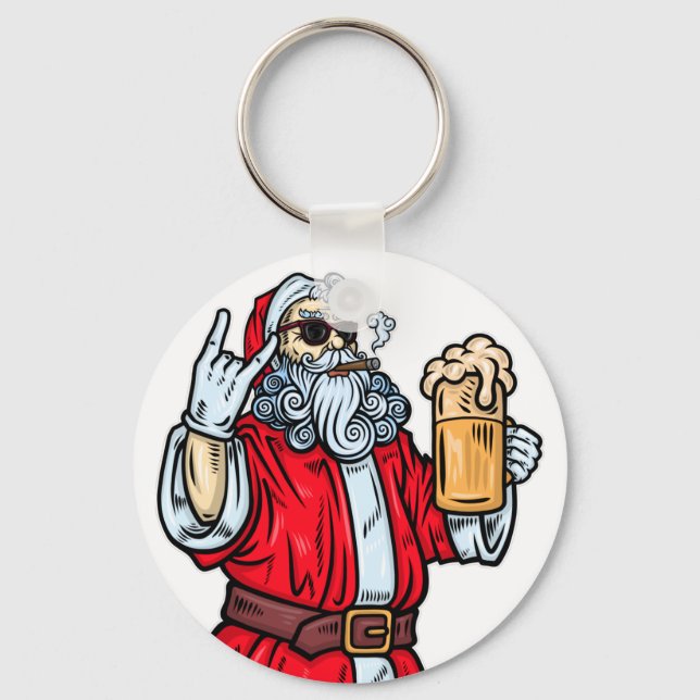 Bad Jultomten, Sten, öl och cigarar Nyckelring (Framsida)