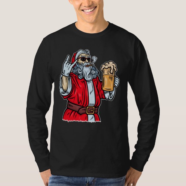 Bad Jultomten, Sten, öl och cigarar T Shirt (Framsida)