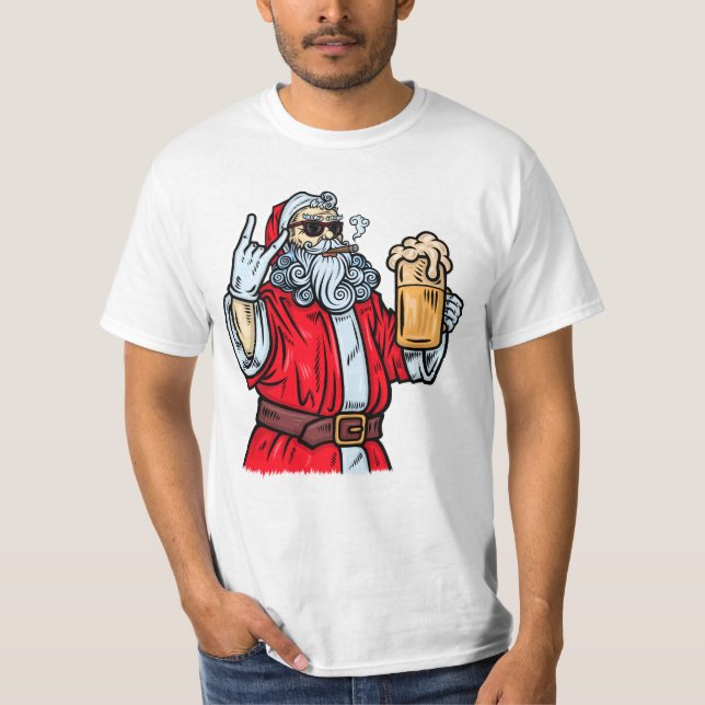 Bad Jultomten, Sten, öl och cigarar T Shirt (Framsida)