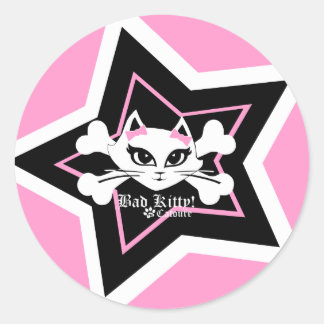 Bad Kattunge Little Rosa Stickerz Runt Klistermärke