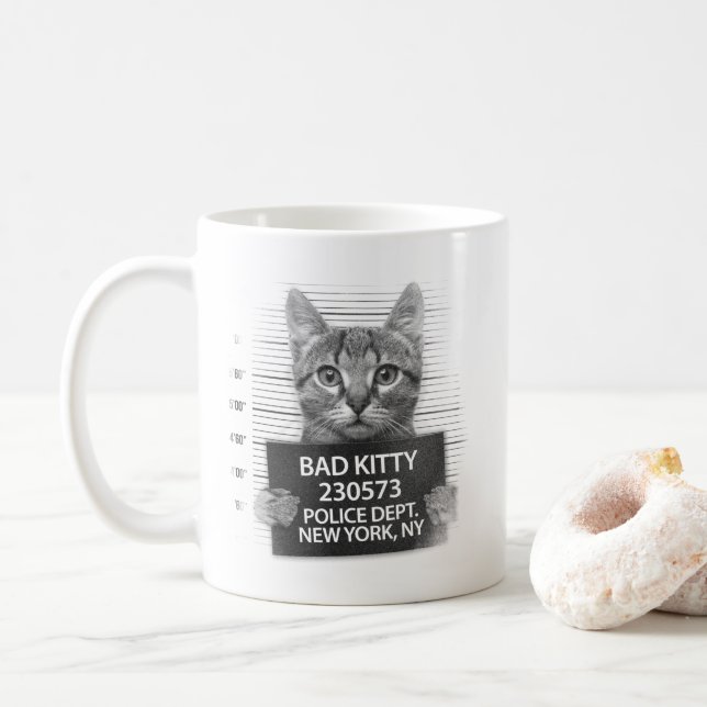 Bad Kattunge polis Arrest Photo Funny Kaffemugg (Med munk)