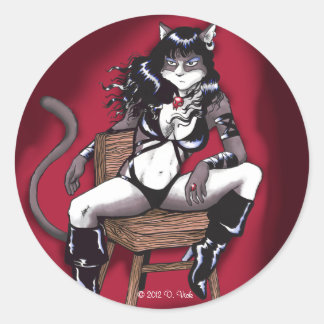 Bad Kattunge Sticker Runt Klistermärke