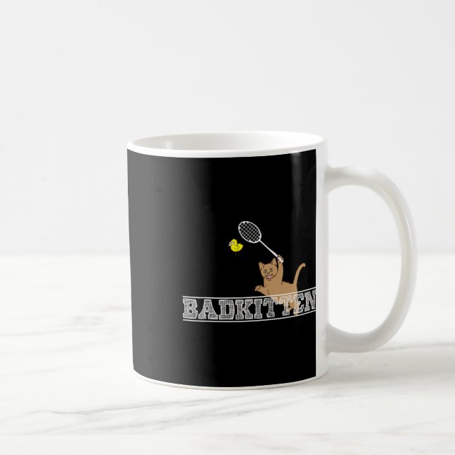 Bad Kitten Funny Badminton Cat Lovers Pun Kaffemugg (Höger)