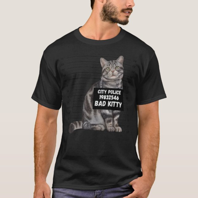Bad Kitten line up city polis signum sarcastic qu T Shirt (Framsida)