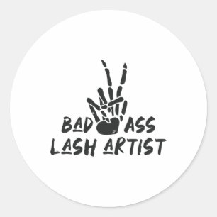 Bad Lash Artist Skelleton Hand Halloween Lash Arti Runt Klistermärke
