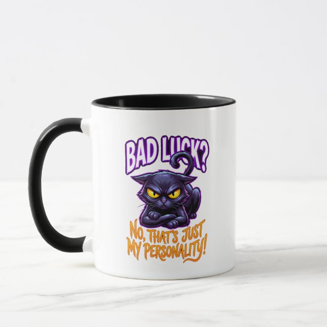 Bad Luck Black Cat Personality Funny Sarcastic Mugg (Vänster)