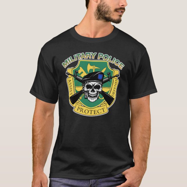 Bad Military Police Skull T Shirt (Framsida)