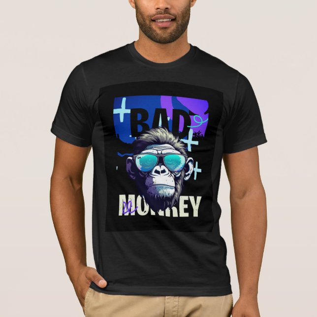 Bad Monkey Sunglasses Streetwear Graphic T Shirt (Framsida)
