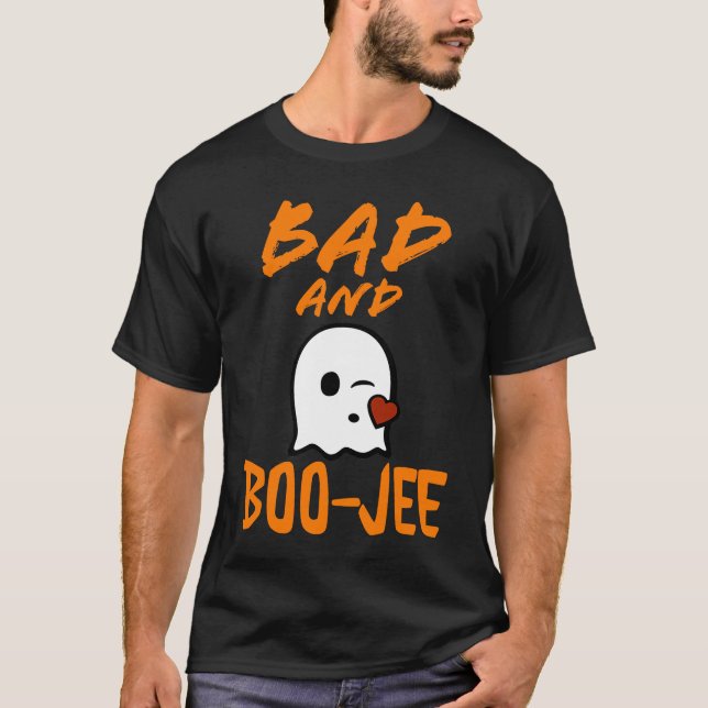 Bad och Boo Jee Cute Ghost Halloween Mamma Costume T Shirt (Framsida)