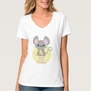 Bad och Classy Kawaii Råtta Eating Cheese Gult T Shirt
