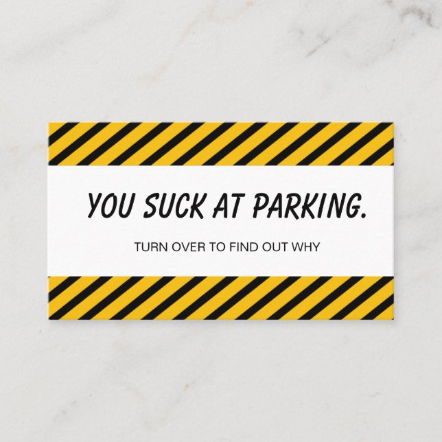 Bad Parking – You Suck at Parking Funny Car Decal  Visitkort (Framsida)