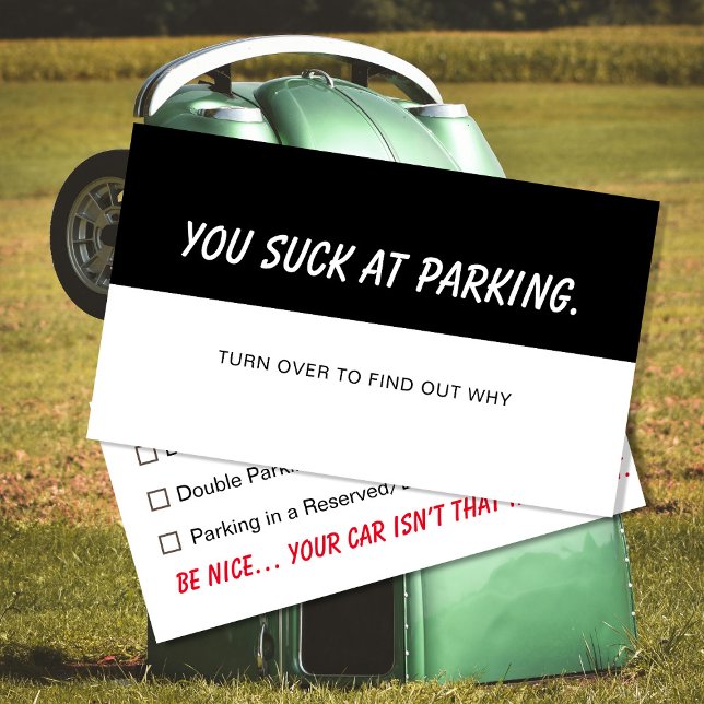 Bad Parking – You Suck at Parking Funny Car Decal  Visitkort (Skapare uppladdad)