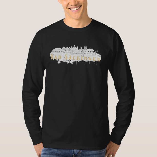 Bad Säckingen Germany City Skyline Silhouette Outl T Shirt (Framsida)