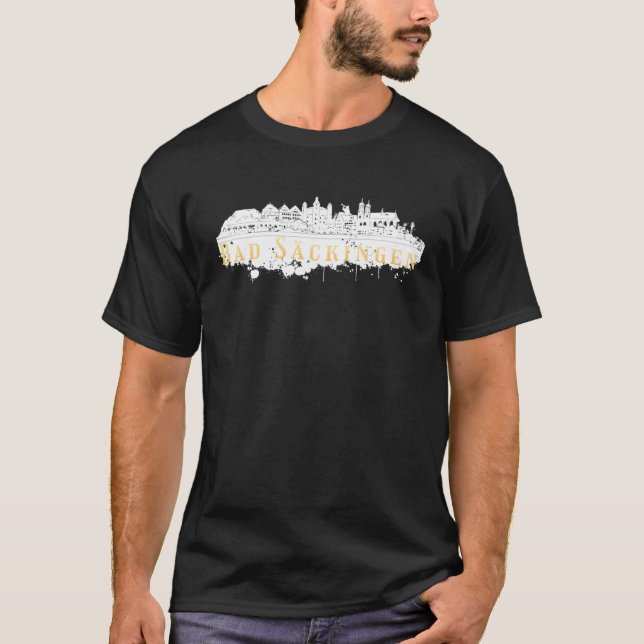 Bad Säckingen Germany City Skyline Silhouette Outl T Shirt (Framsida)