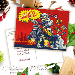 Bad Santa Rides A Vild Kar julhälsningar Helg Vykort