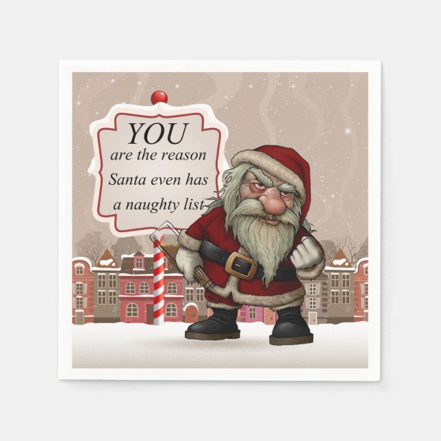 Bad Santa, White Standard Cocktail Pappra Napkins Pappersservett (Framsidan)