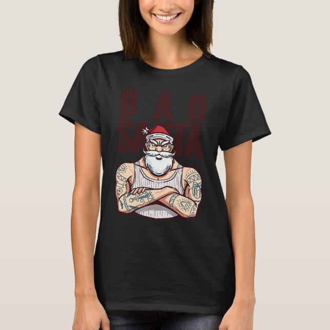 Bad tattoo santa christmas t shirt (Framsida)