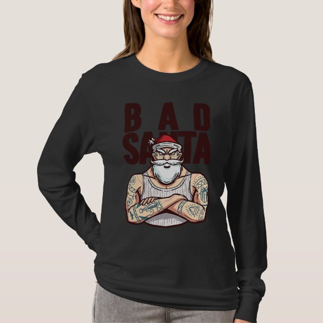 Bad tattoo santa christmas t shirt (Framsida)