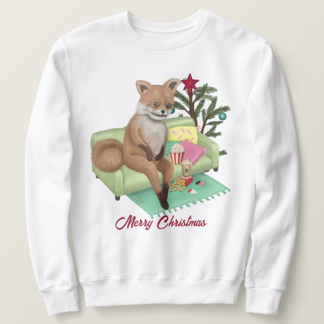 Bad Taxidermy Fox jul T-Shirt Lång Ärmad Tröja (Design framsida)