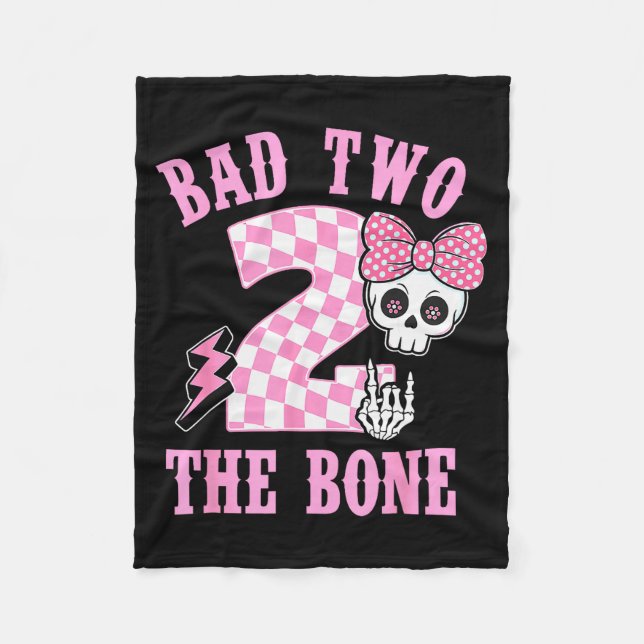 Bad Two The Bone Birthday 2 Years Old Nk Checkered Fleecefilt (Framsidan)