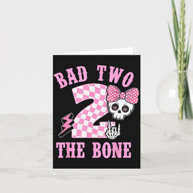 Bad Two The Bone Birthday 2 Years Old Nk Checkered Kort (Framsida)