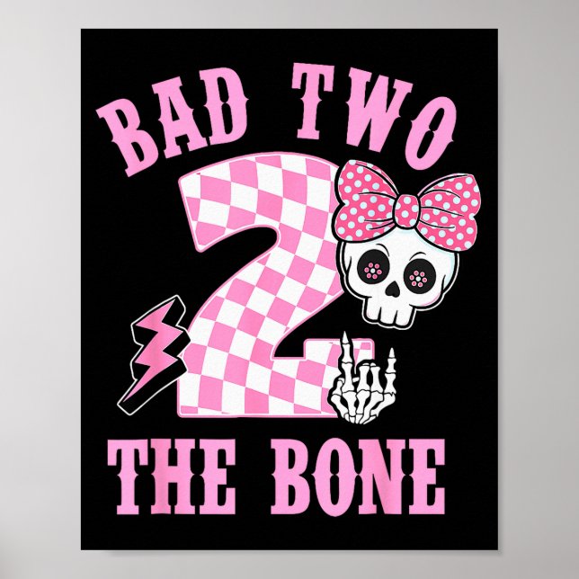 Bad Two The Bone Birthday 2 Years Old Nk Checkered Poster (Framsidan)