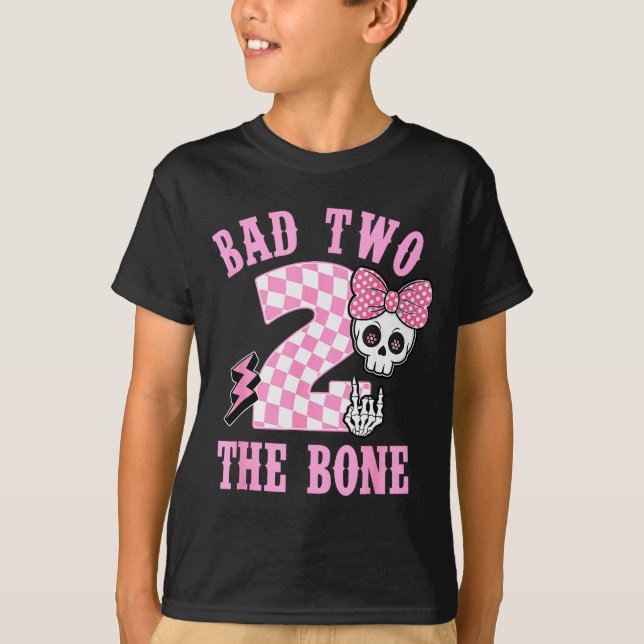 Bad Two The Bone Birthday 2 Years Old Nk Checkered T Shirt (Framsida)