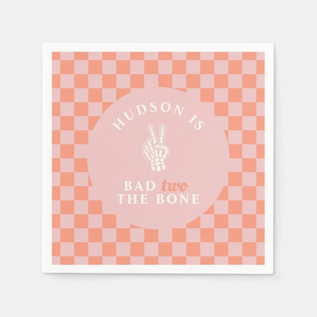 Bad TWO The Bone Pink Second Birthday Pappersservett (Framsidan)