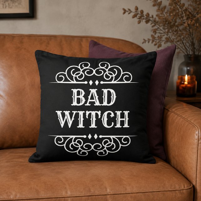 Bad Witch Black Anpassningsbar Halloween Kudde (Skapare uppladdad)