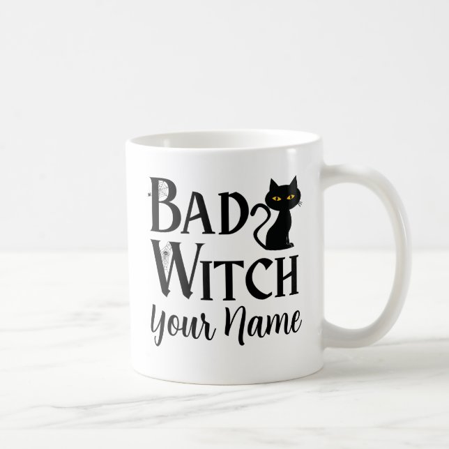 Bad Witch Black Cat Halloween Kaffemugg (Höger)