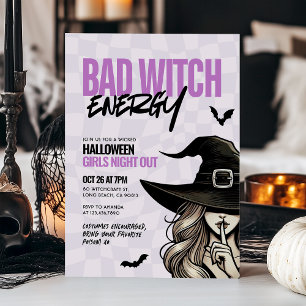 Bad Witch Energy Girls Natt ut Halloween fest Inbjudningar