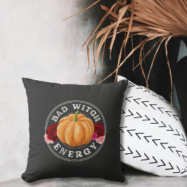 Bad Witch Energy - roligt pumkin Halloween Kudde