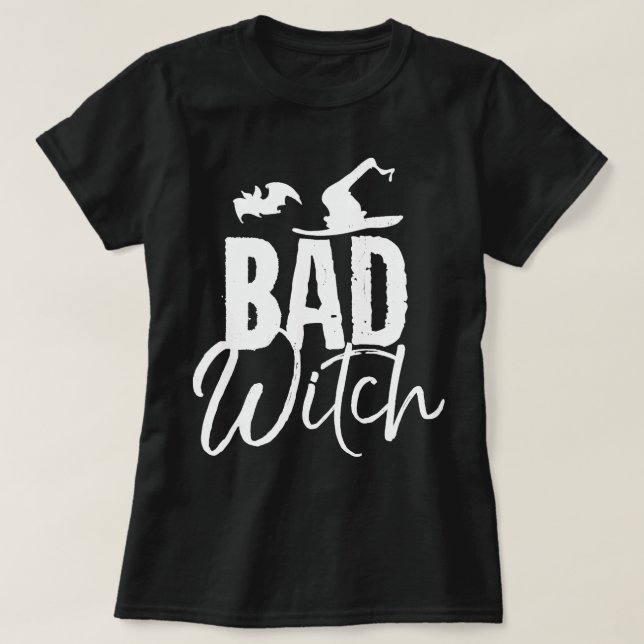 Bad Witch Funny Halloween Party Couples Costume Lo T Shirt (Design framsida)
