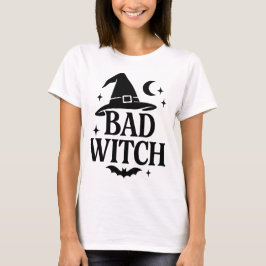 Bad Witch | Svartvit, minimalistisk kvinnas Hallo T Shirt
