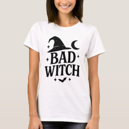 Bad Witch | Svartvit, minimalistisk kvinnas Hallo T Shirt