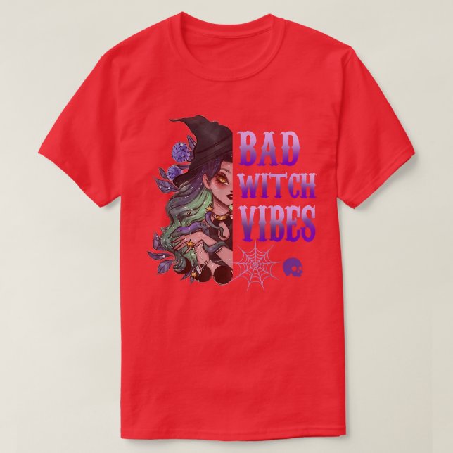 Bad Witch Vibes Funny Halloween T Shirt (Design framsida)