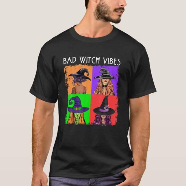Bad Witch Vibes Halloween Basic Witch Älskare Funn T Shirt (Framsida)