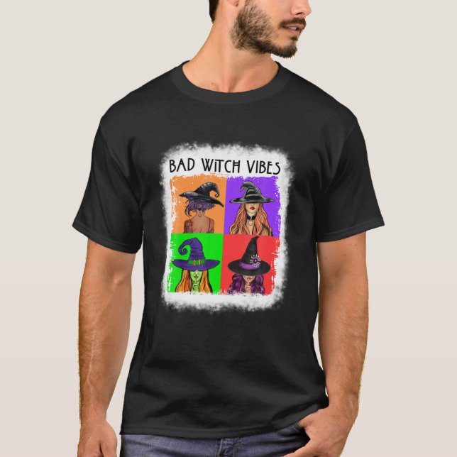 Bad Witch Vibes Halloween Basic Witch Älskare Funn T Shirt (Framsida)